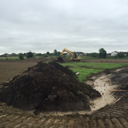 Removal of peat and drainage of bog area